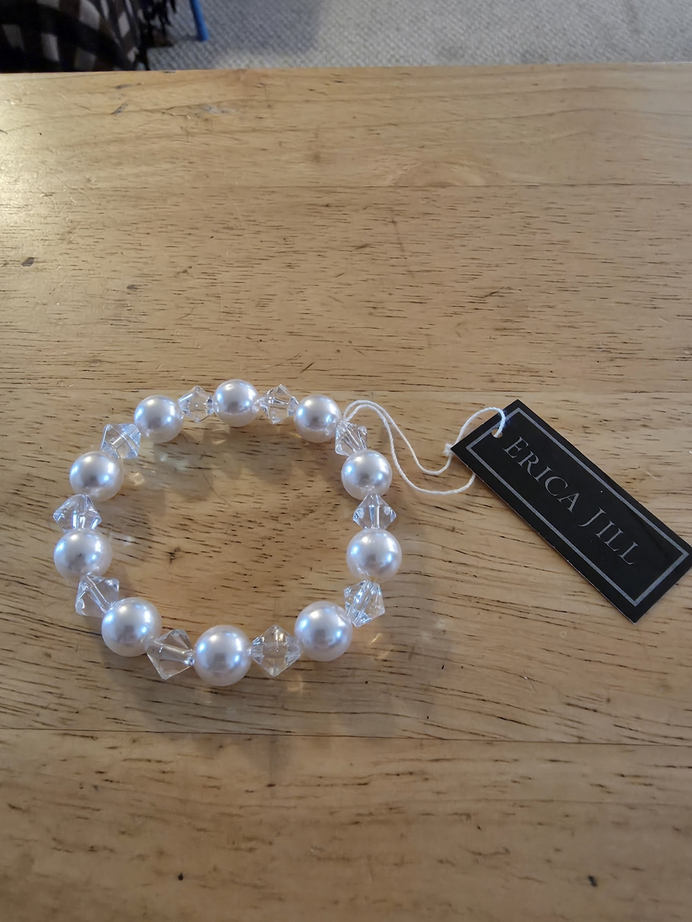 Erica Jill White Pearl & Crystal Stretch Bracelet